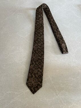 John Webster Superloom Men's Brown Patterned Skinny Tie